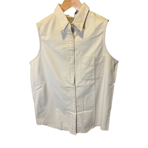 Vintage 90s The Limited White Sleeveless Button Front Long Cotton Top Sz L - Picture 1 of 7